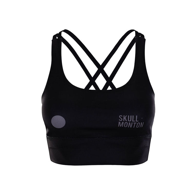 black strappy sports bra