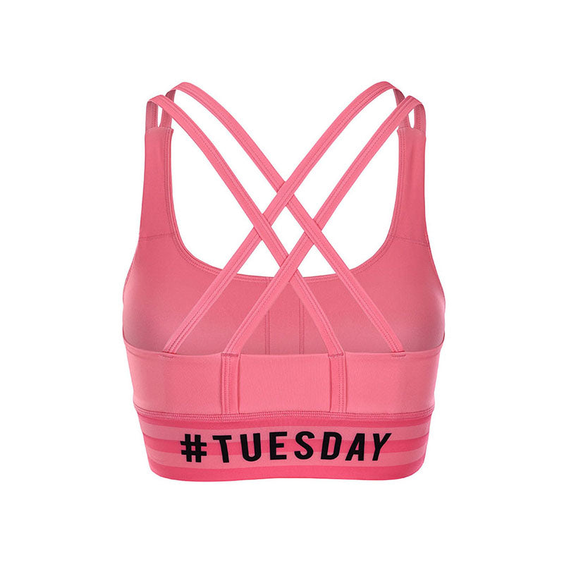 pink strappy sports bra